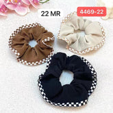Impression Women's Bordered Scrunchies ( Pack of 12)